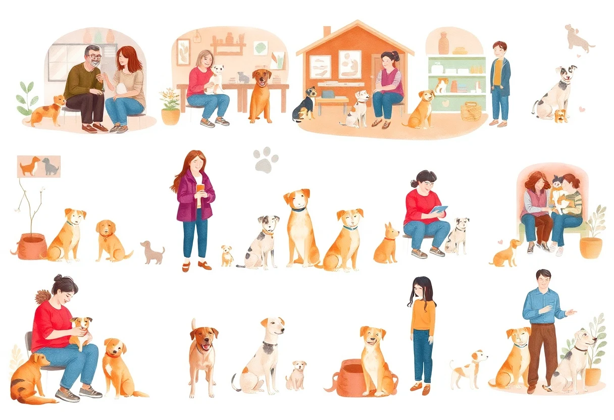 Cheerful animal shelter scene