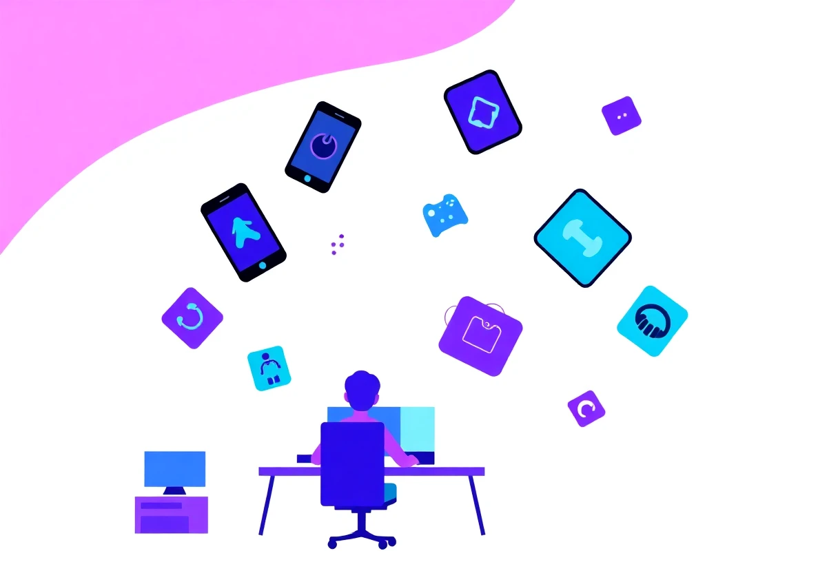 Floating fitness app icons