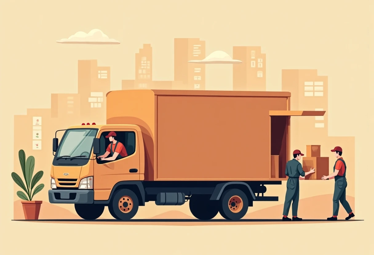Delivery drivers securing packages