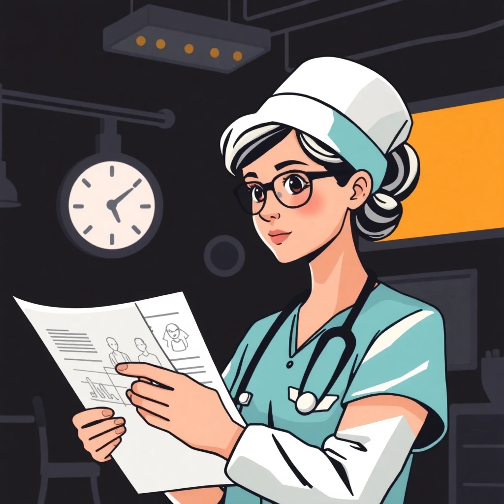 Nurse reviewing charts