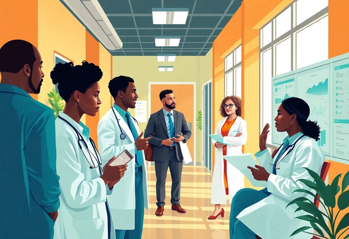 Healthcare professionals in discussion