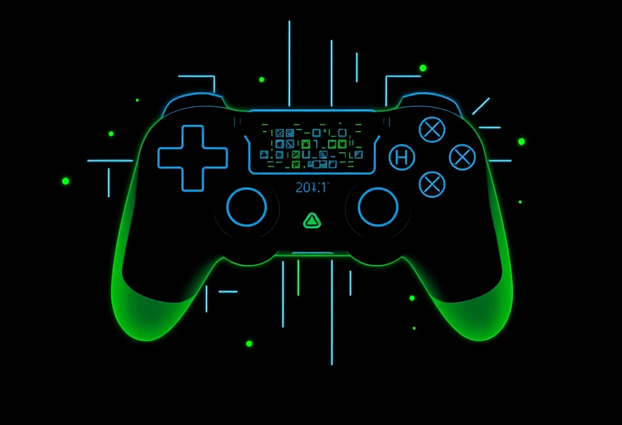 Gaming controller with neon accents