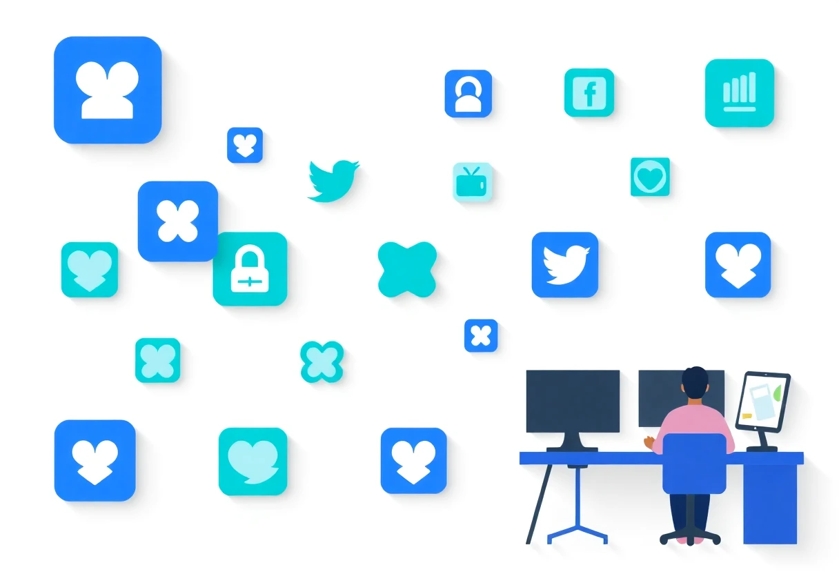 Social media connections illustration