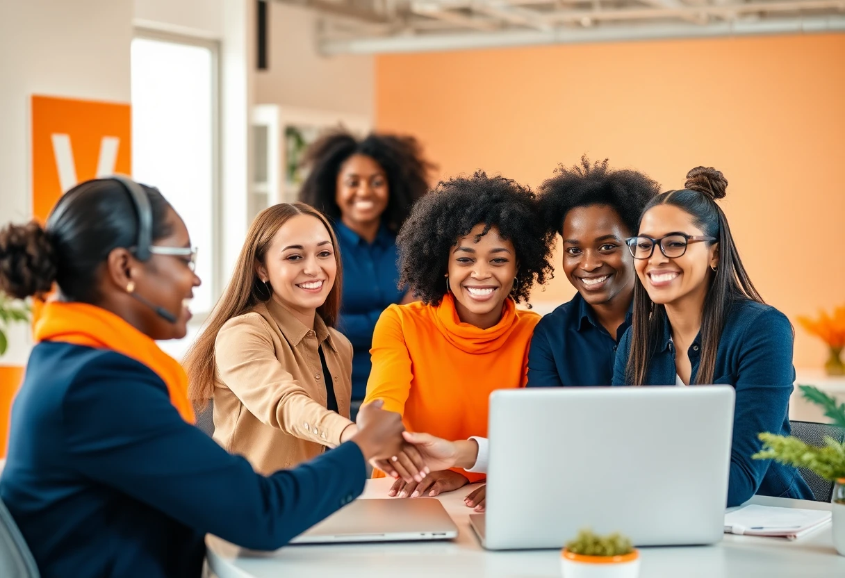 Customer service professionals collaborating