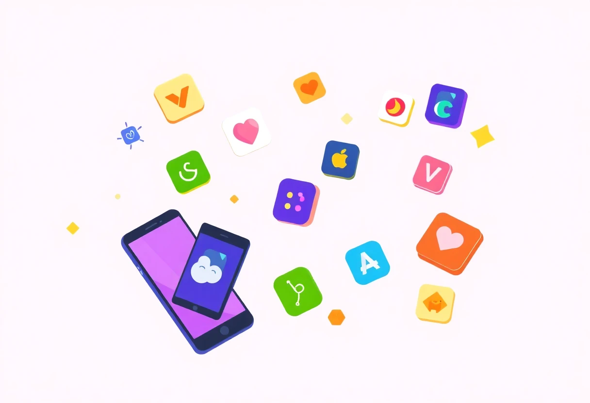 Abstract composition of app icons