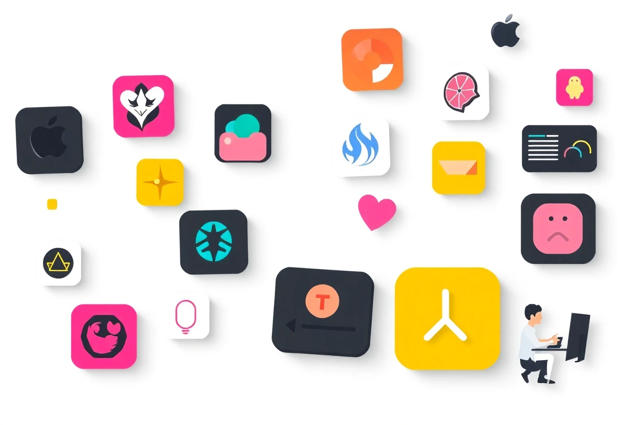 Diverse productivity tools illustration