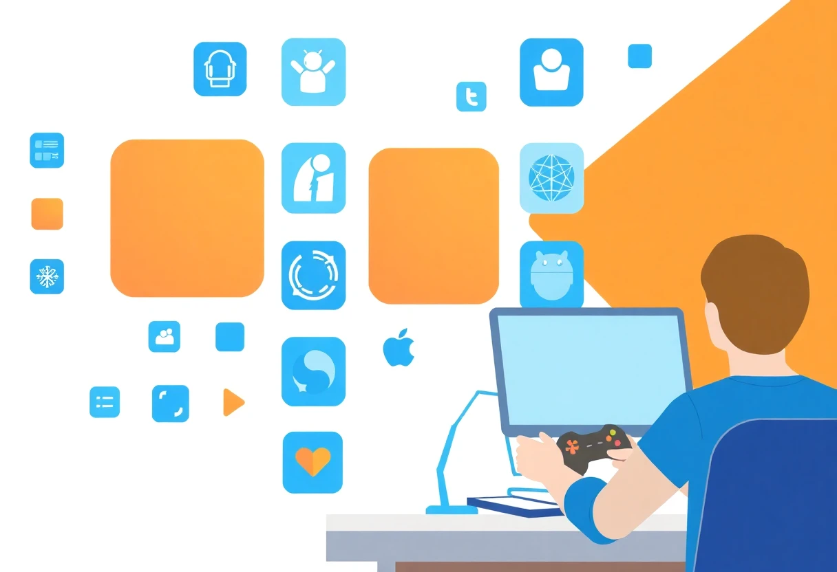 Connected productivity tools illustration