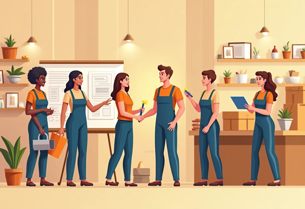 Retail staff assisting customers