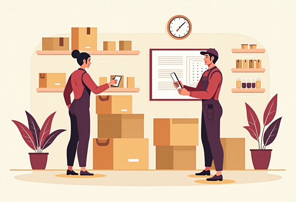 Retail worker organizing shelves
