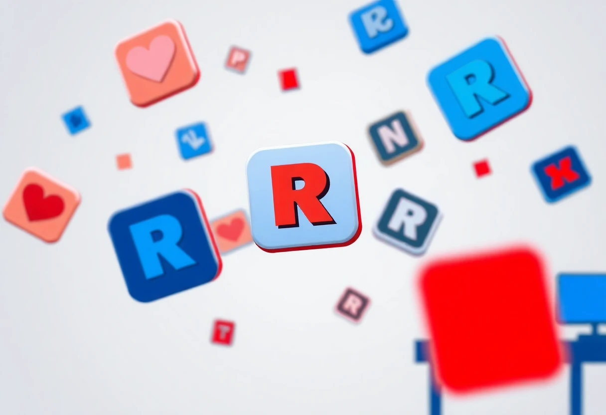 Diverse Roblox app icons floating