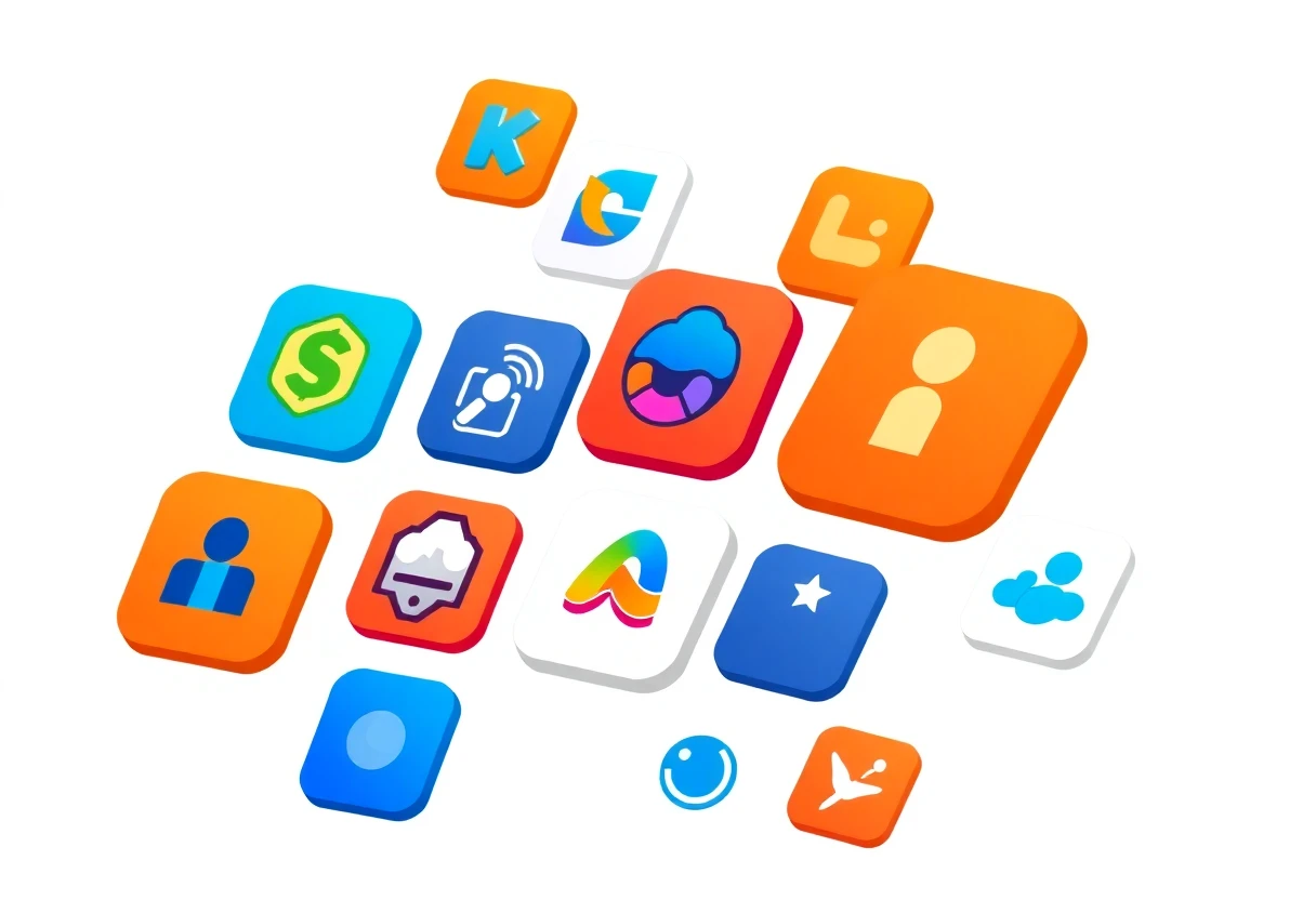 Abstract app grid in space