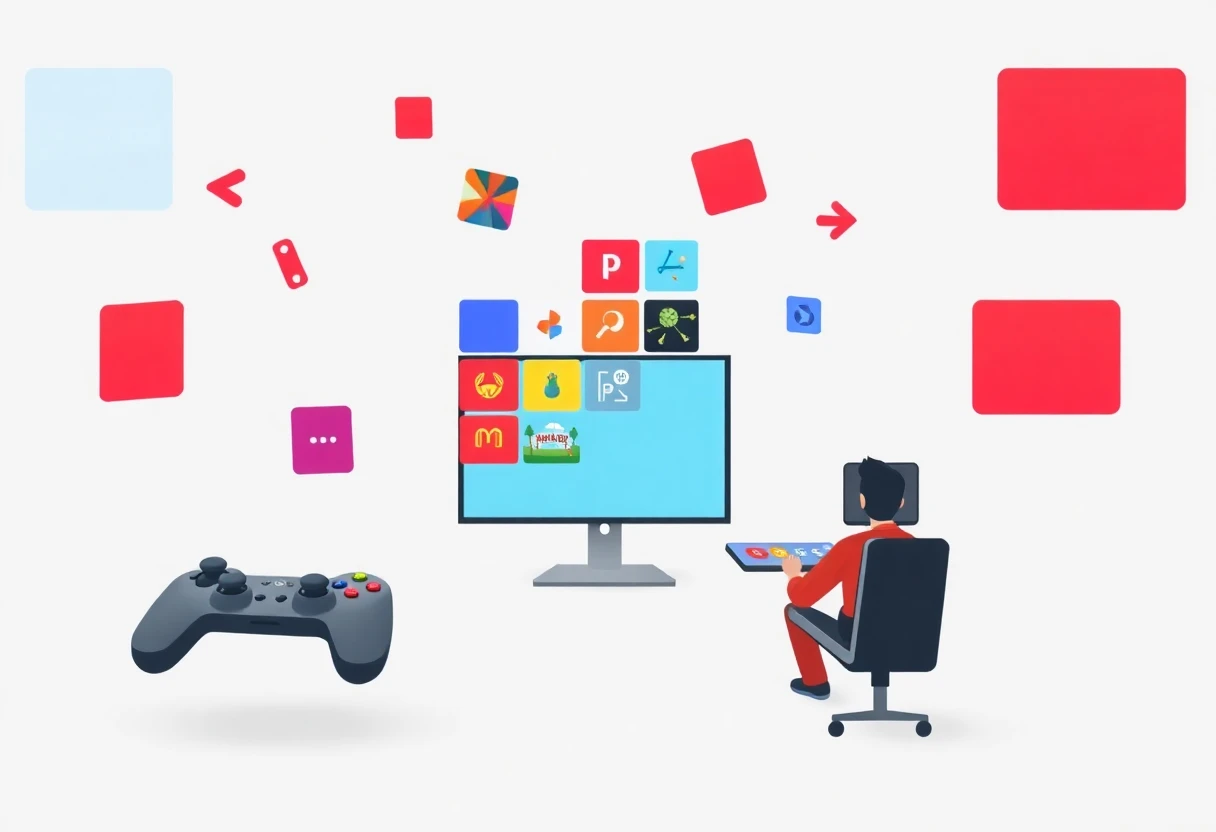 Colorful gaming app grid