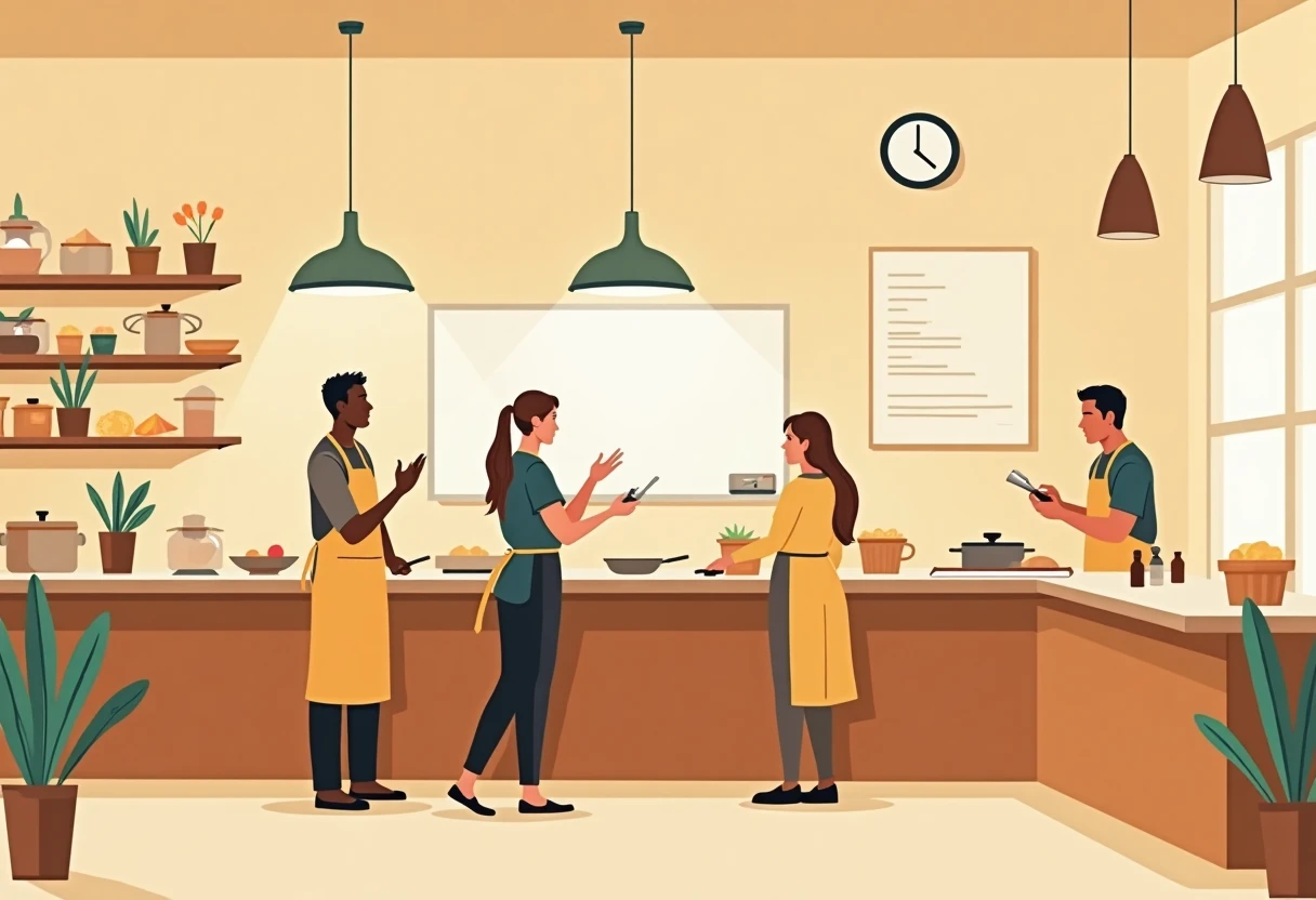 Équipe de cuisine au travail