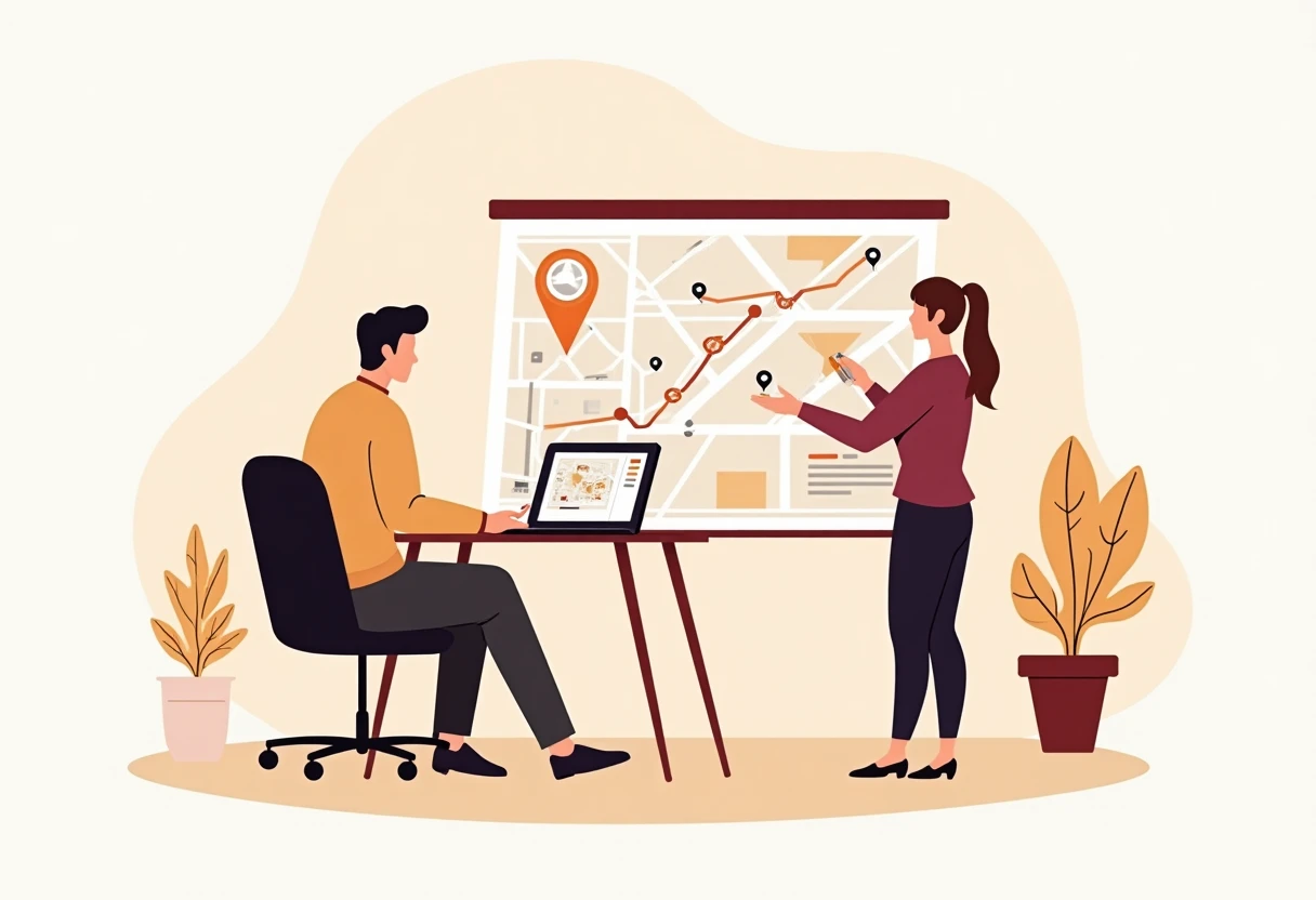 Independent courier planning a route