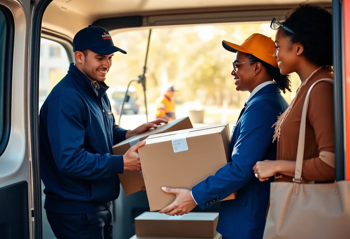Delivery driver preparing for a route
