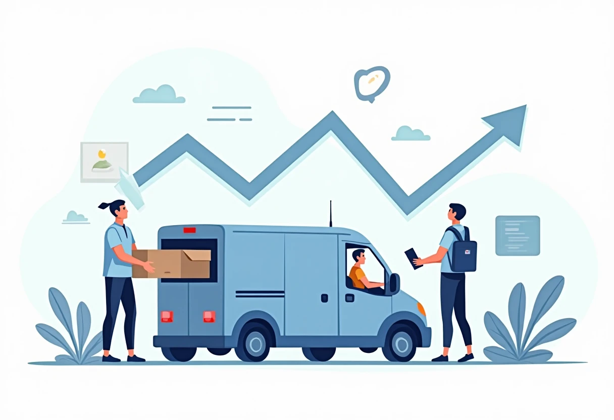 Efficient delivery driver in a modern van