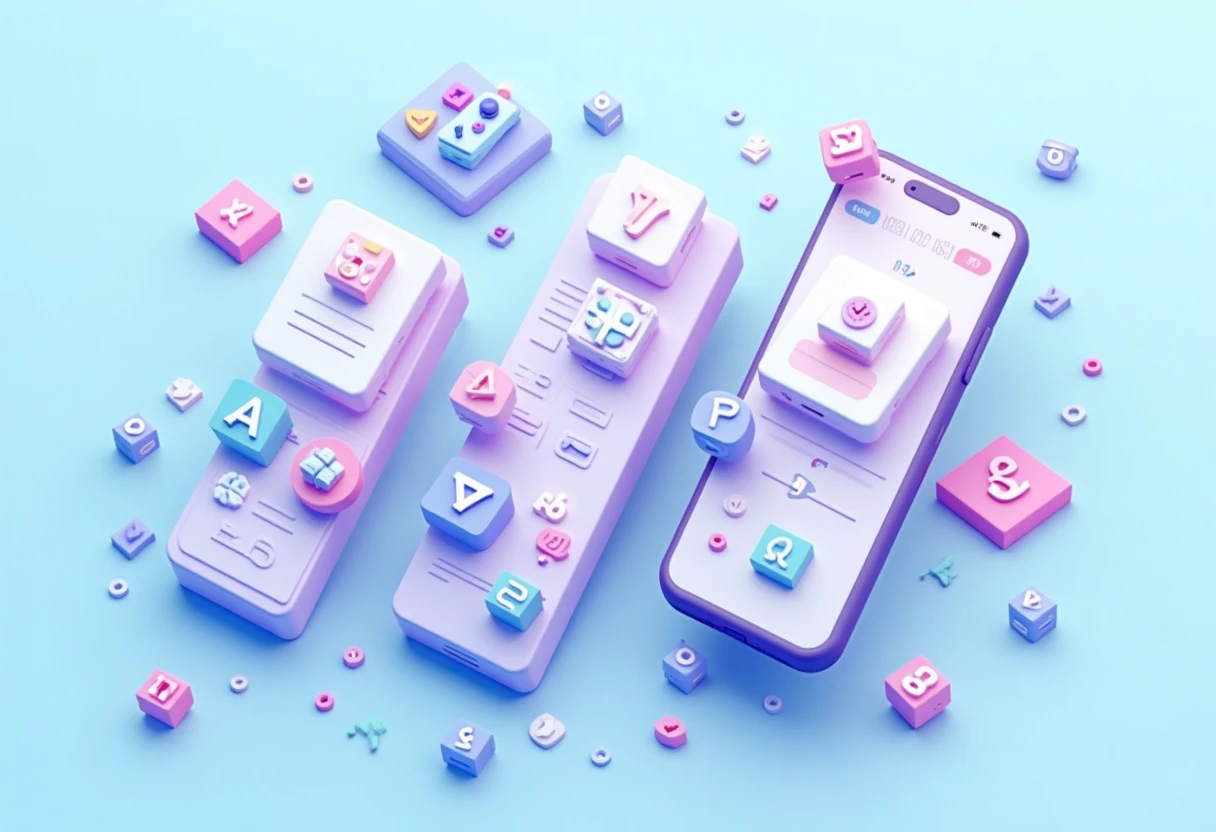 Icônes de jeux mobiles sur fond abstrait