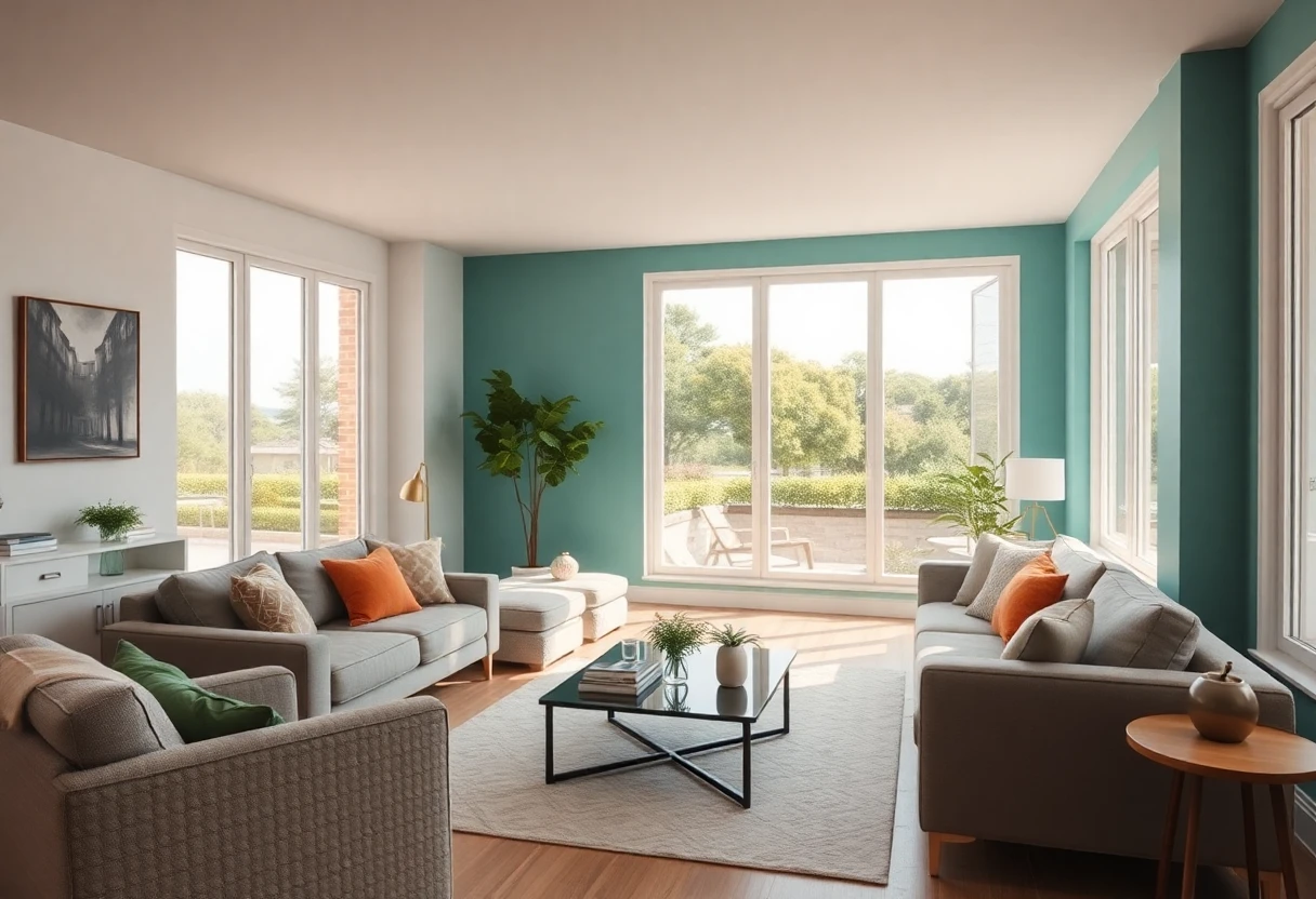 Espace de vie lumineux avec vue sur le parc