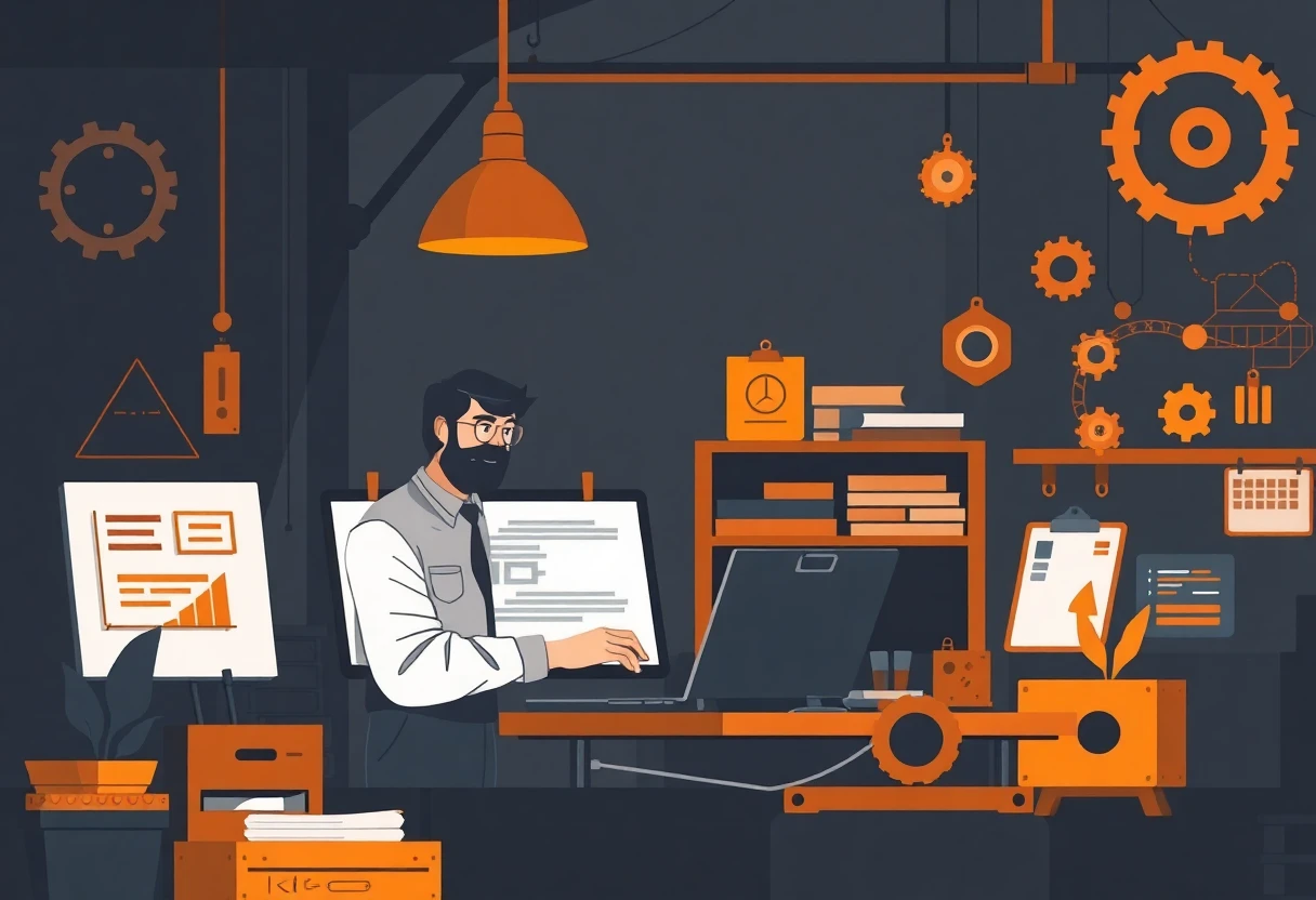 Desarrollador de software trabajando en su escritorio