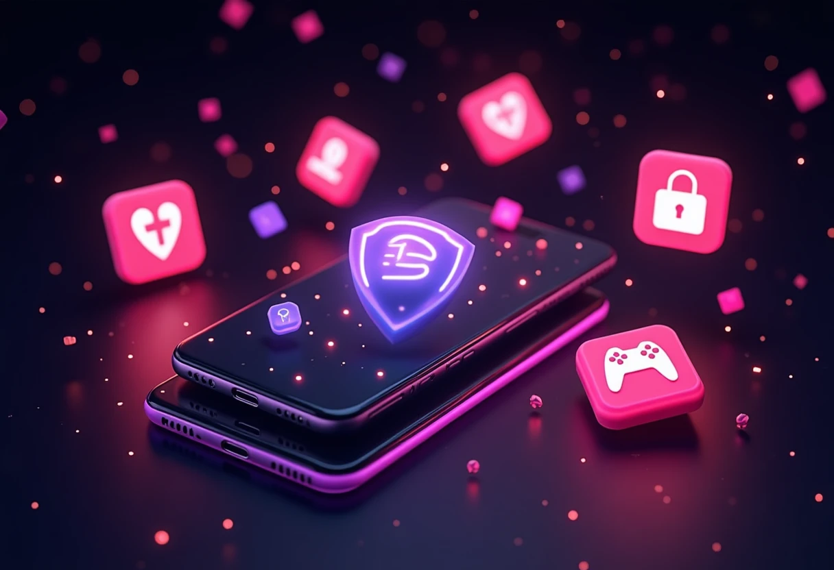Ícones de aplicativos de VPN em neon