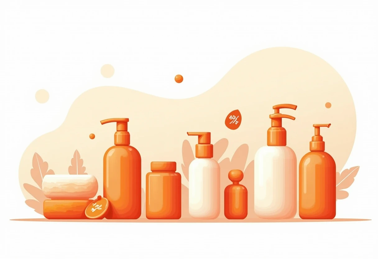 Produtos de skincare em uma prateleira