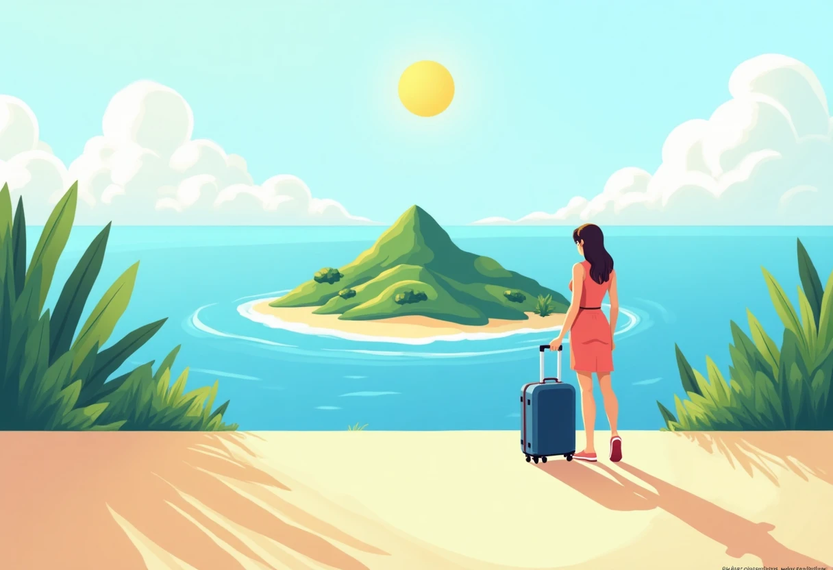 Vista de uma ilha paradisíaca com águas cristalinas