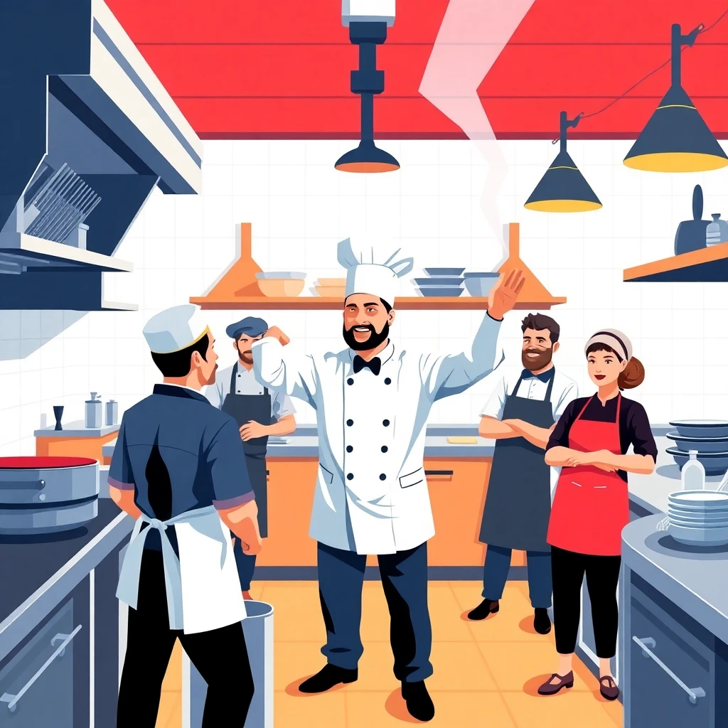 Chef liderando su equipo