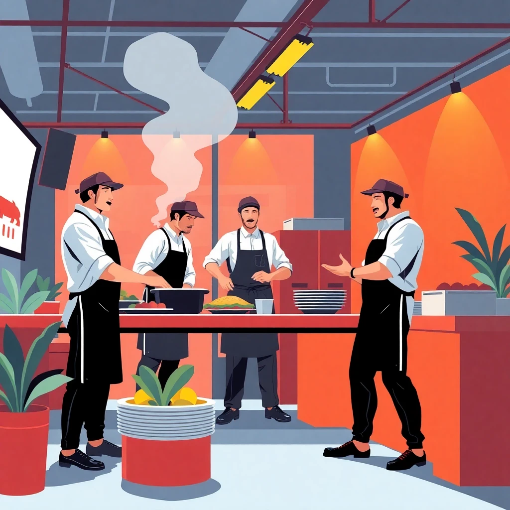 Equipo de catering trabajando en un evento