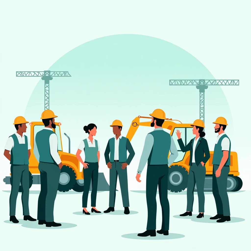 Trabajadores de construcción en acción