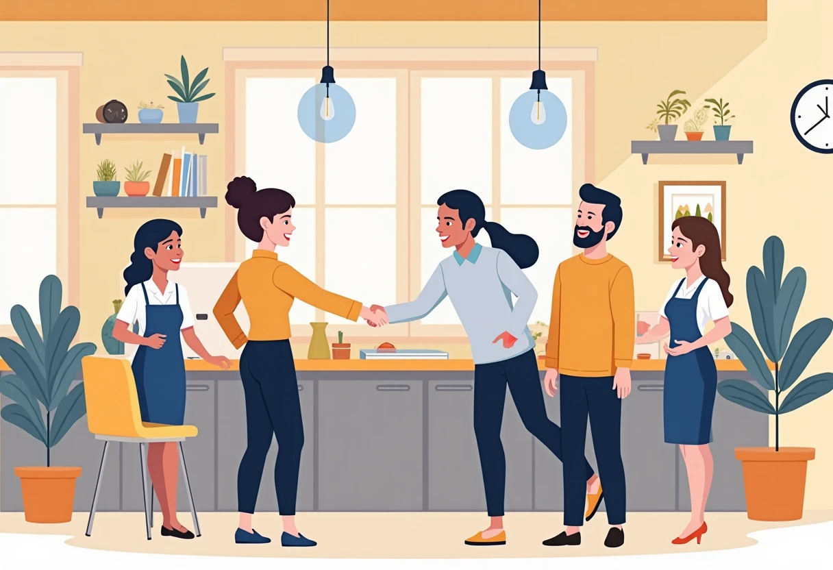 Trabajando en un restaurante moderno