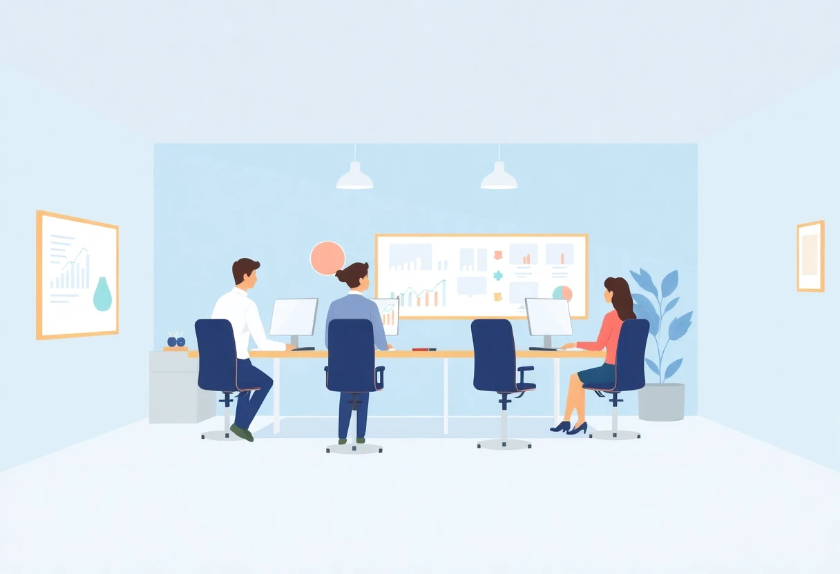 Equipo de atención al cliente trabajando juntos