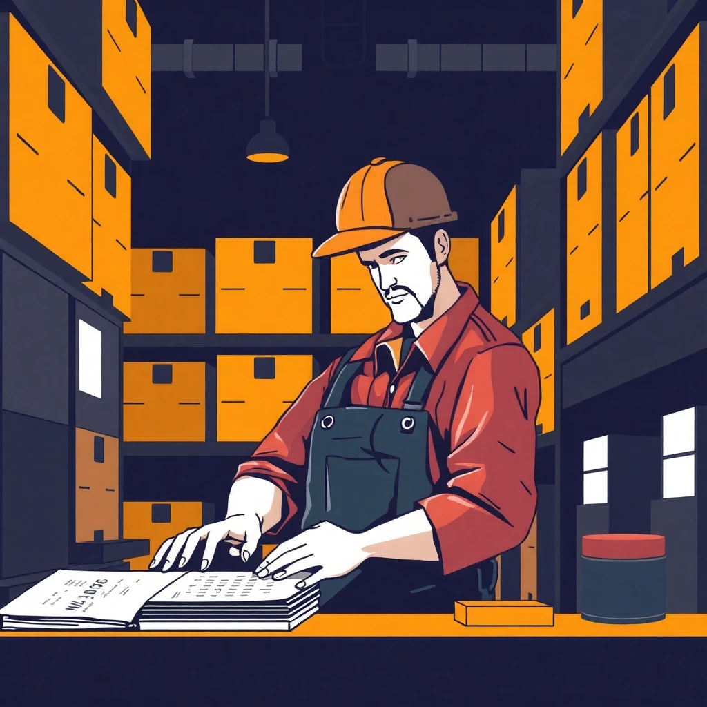 Trabajador de almacén revisando inventario