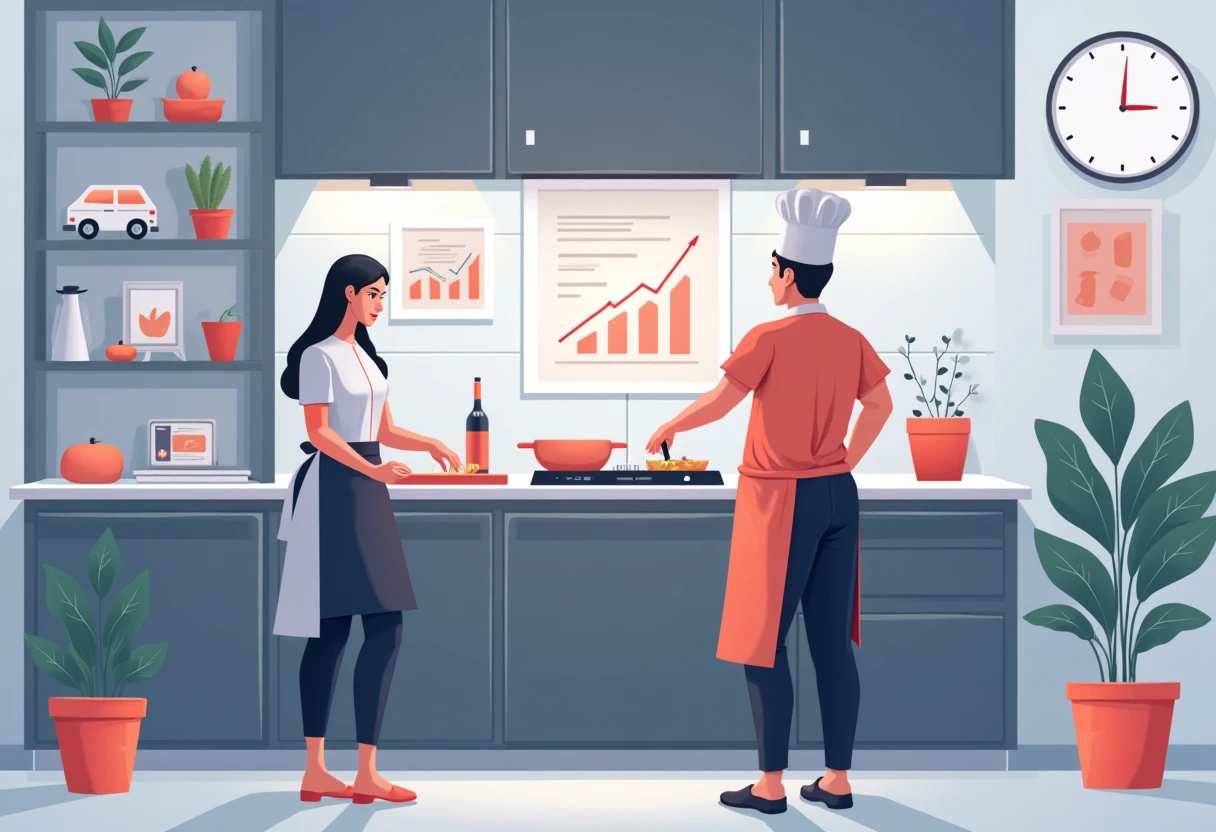 Chef en acción en una cocina moderna