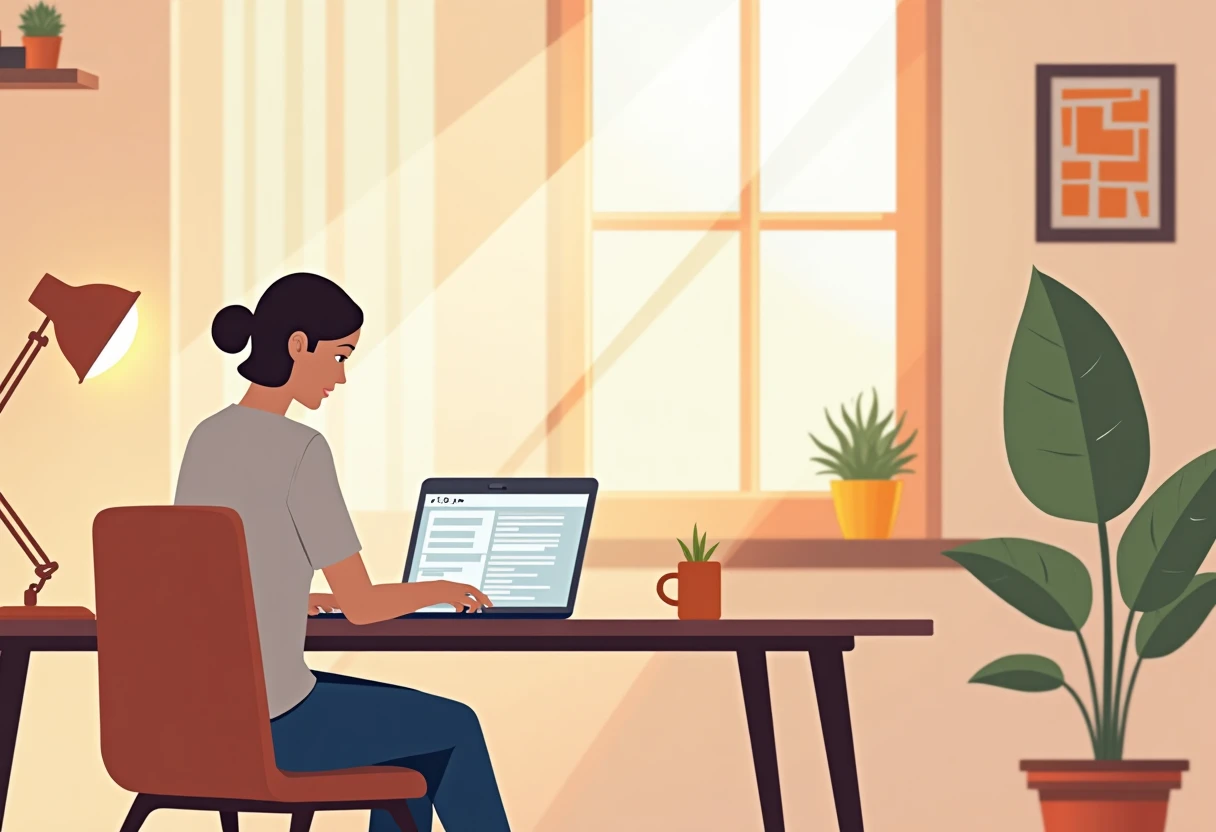 Trabajando en casa en un entorno cómodo