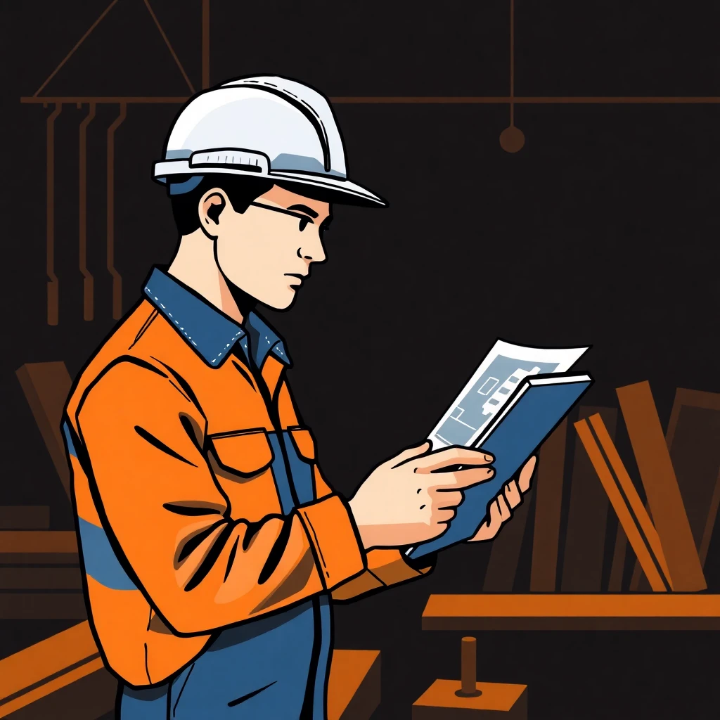 Trabajador de construcción usando tecnología
