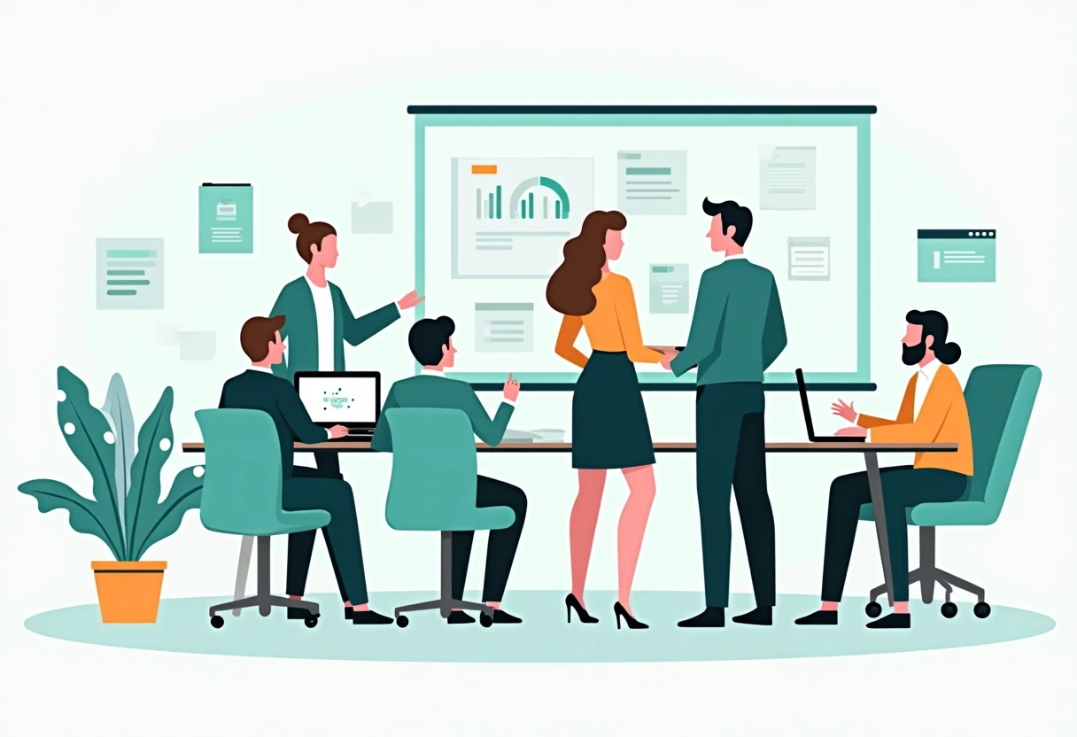 Equipo de proyecto trabajando juntos