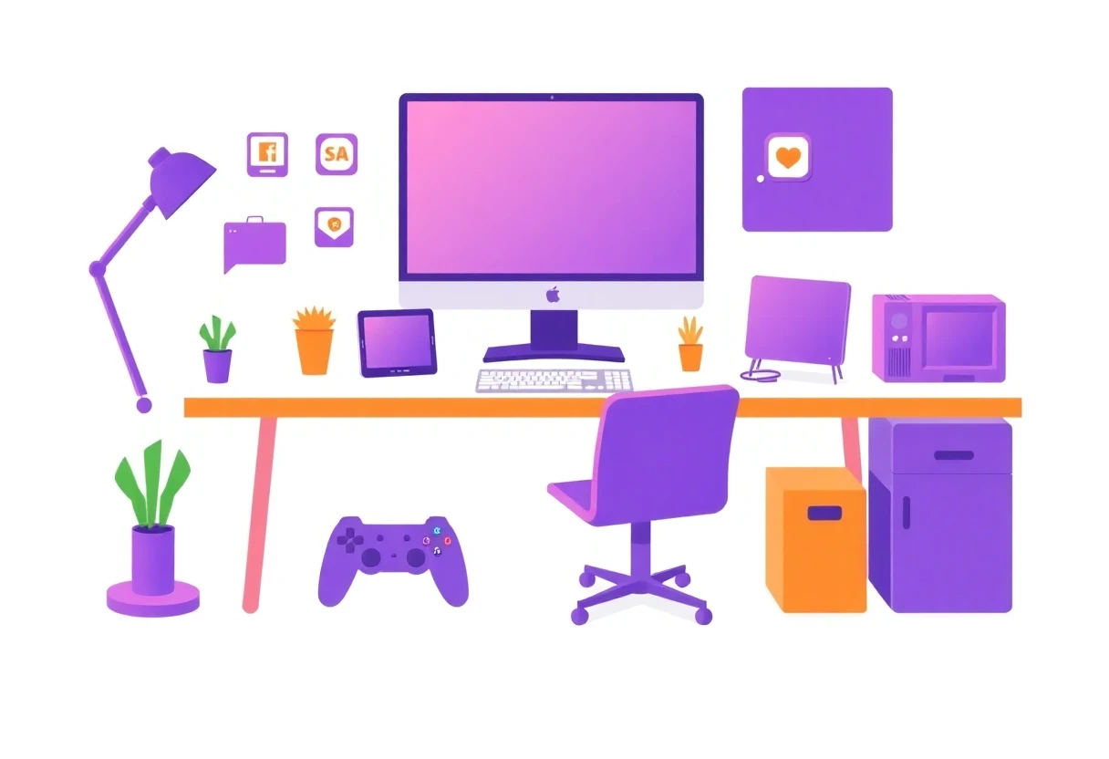 Mesa de trabajo con iconos de apps de presupuesto