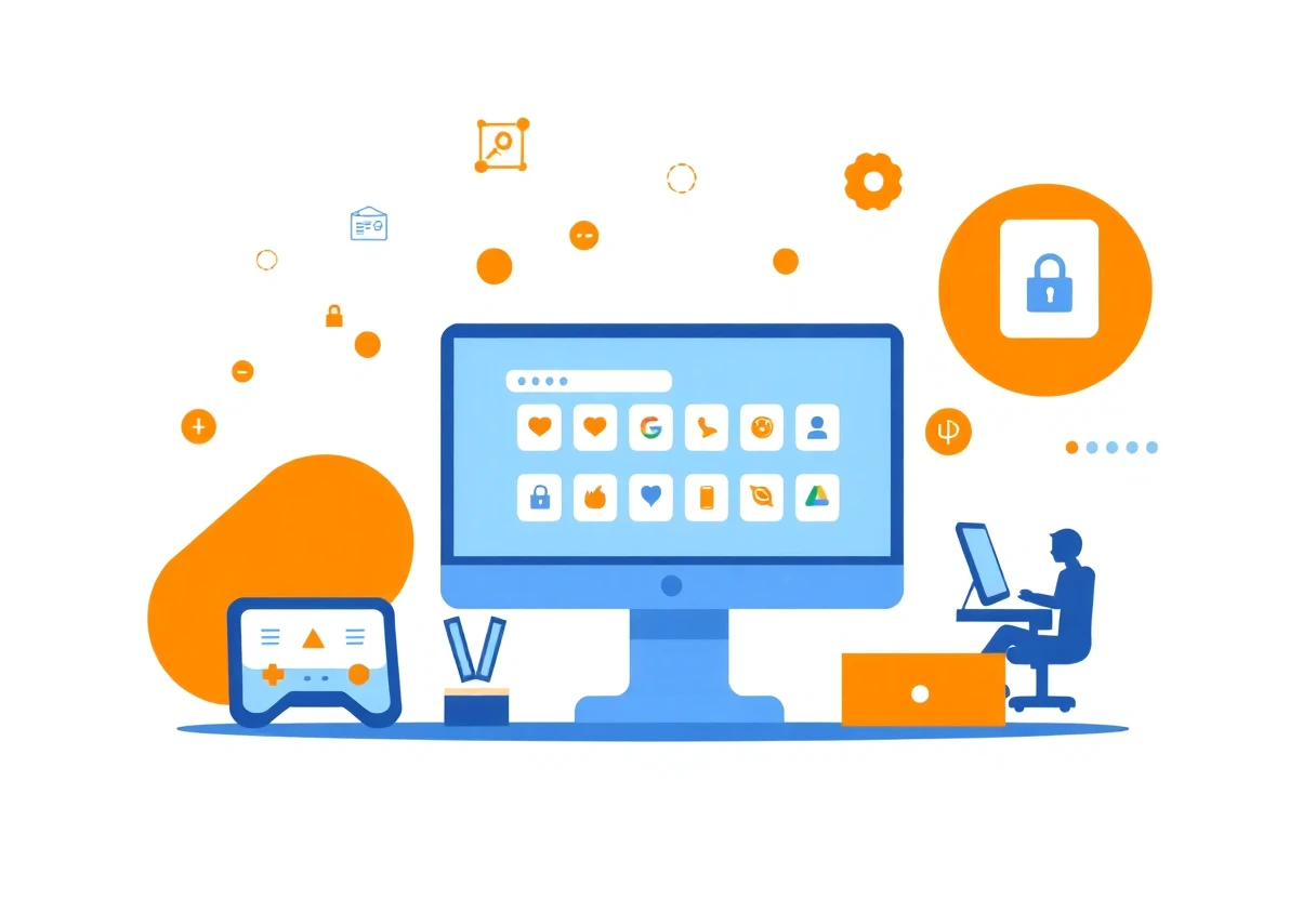 Productivity and security apps illustration