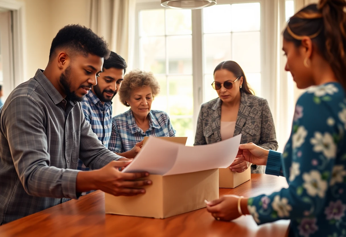 Familia revisando documentos