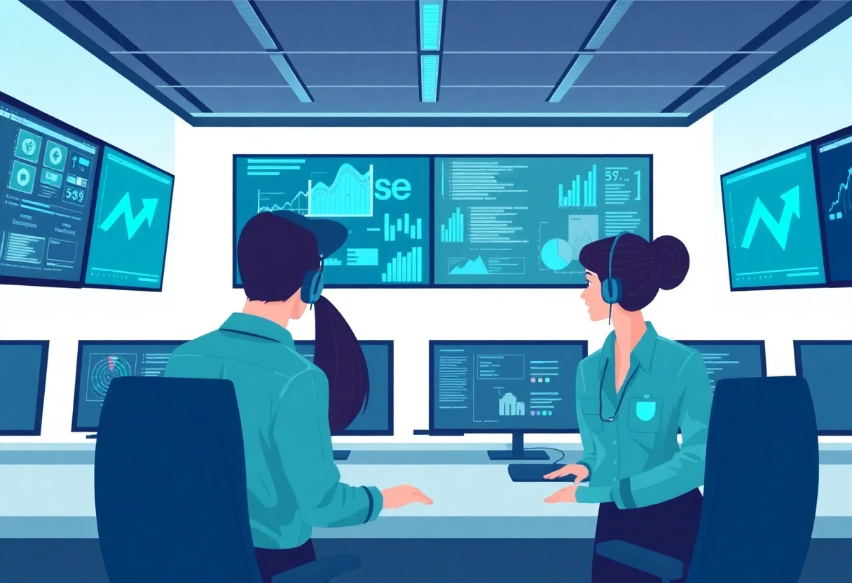 Guardias de seguridad en sala de control