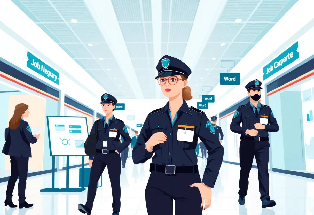 Mujer guardia de seguridad en centro comercial