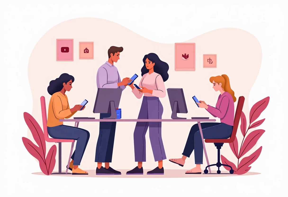 Personas usando apps de productividad