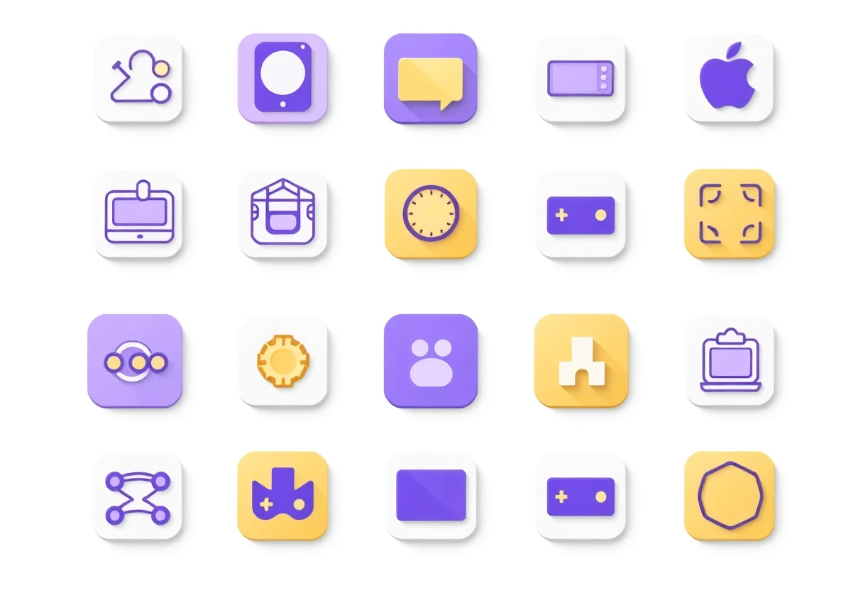 App icons in a geometric pattern