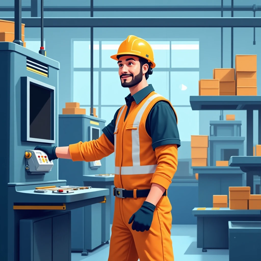 Trabajador de manufactura en acción