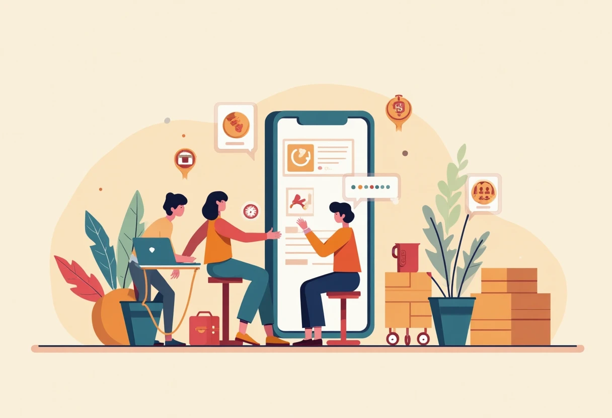 Diversidad de categorías de compras en apps
