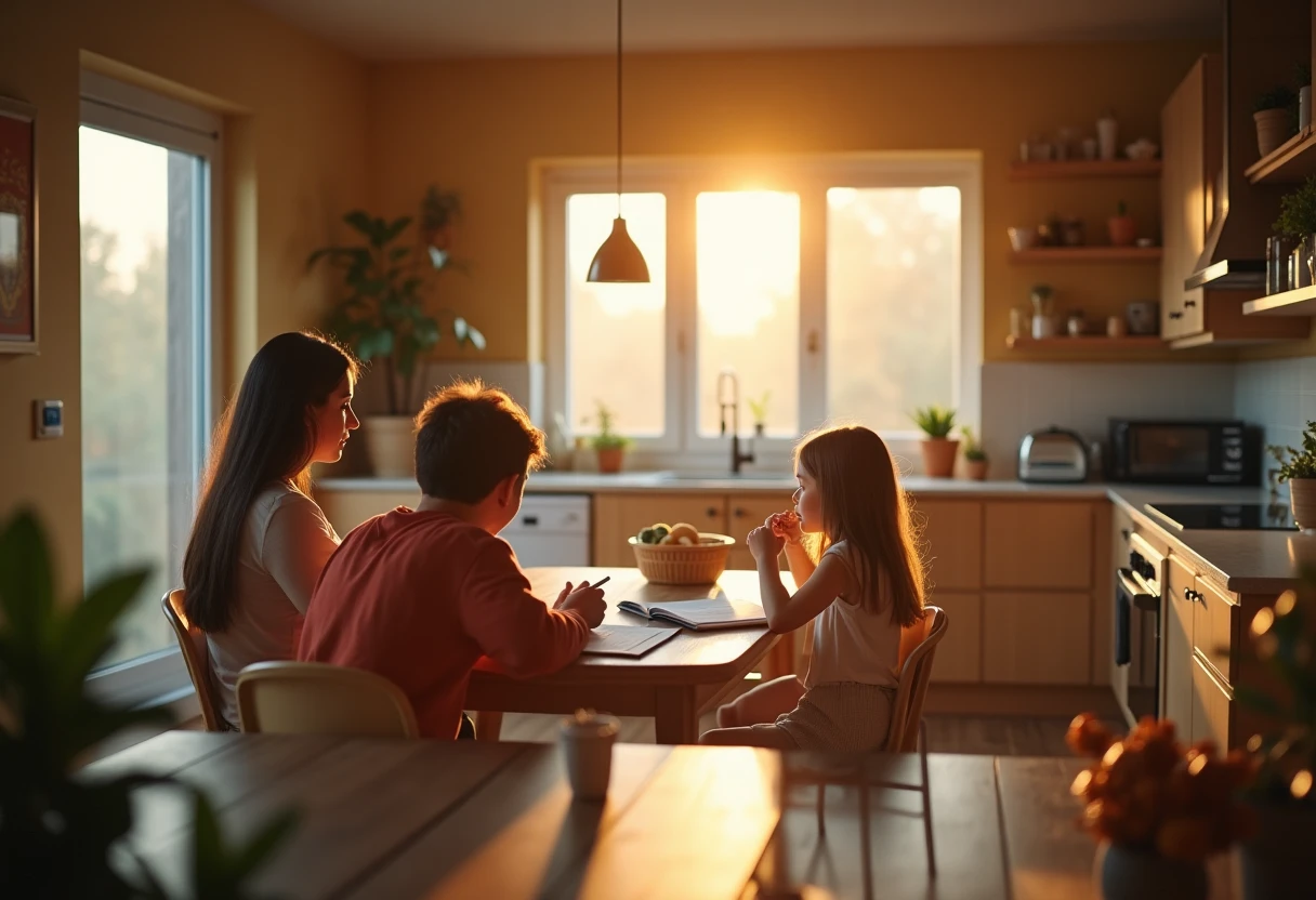 Familia revisando documentos de alquiler