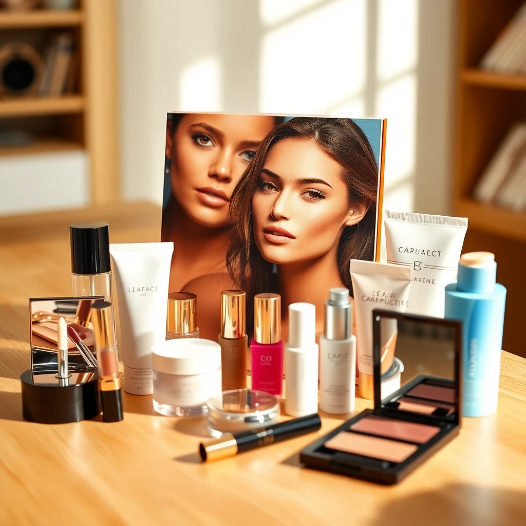 Produtos de maquiagem em exibição