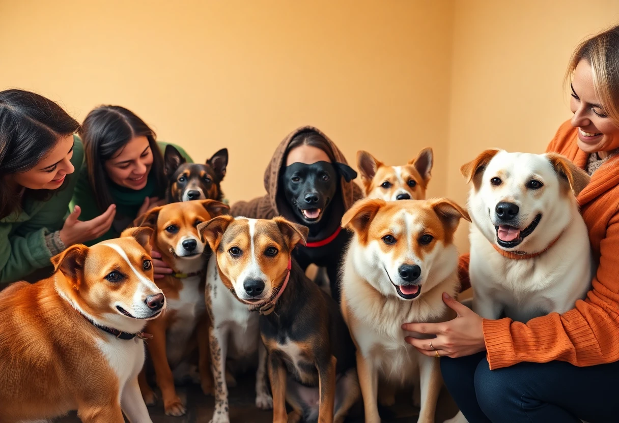 Cães em um abrigo aguardando adoção