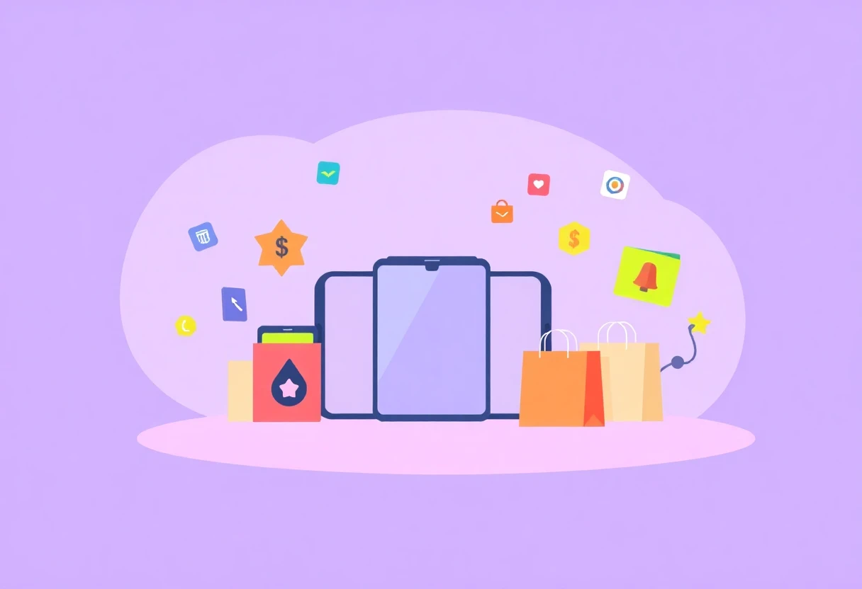 Geometric abstract illustration of shopping and cashback