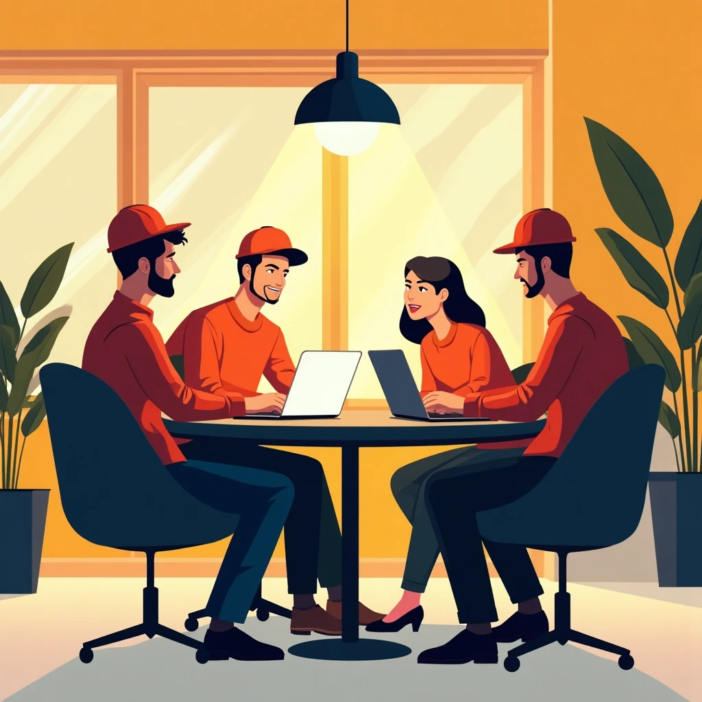 Equipe de armazém discutindo horários